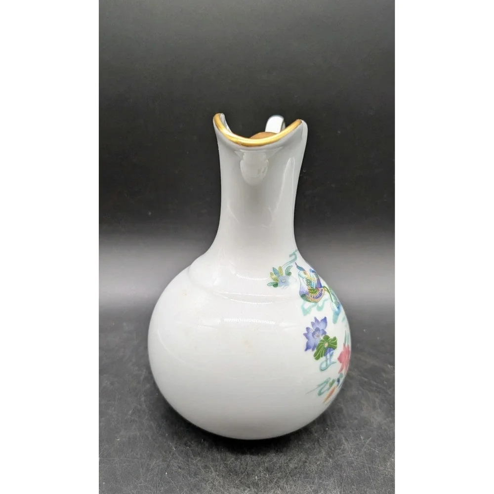 Pavillon de la Porcelaine Limoges France Mandarin Duck Lotus Gold Trim Pitcher